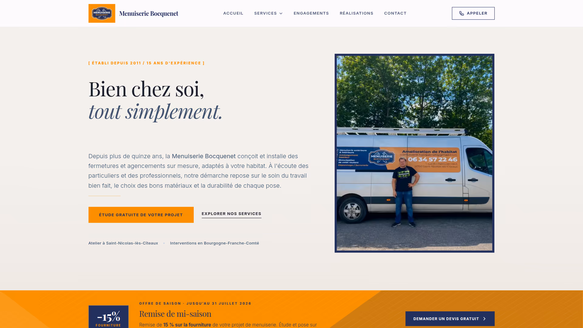 Aperçu du site Menuiserie Bocquenet