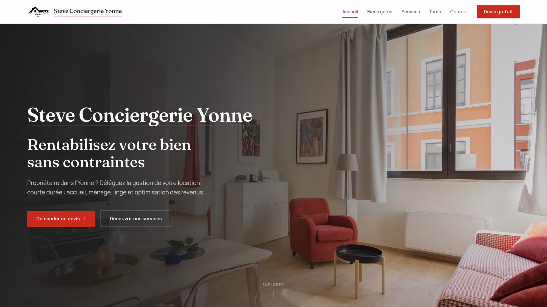 Aperçu du site Steve Conciergerie Yonne