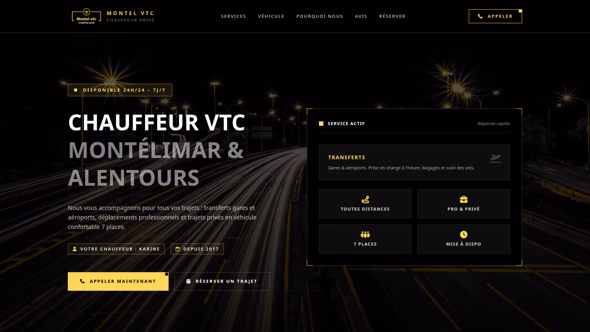 Aperçu du site Montel VTC