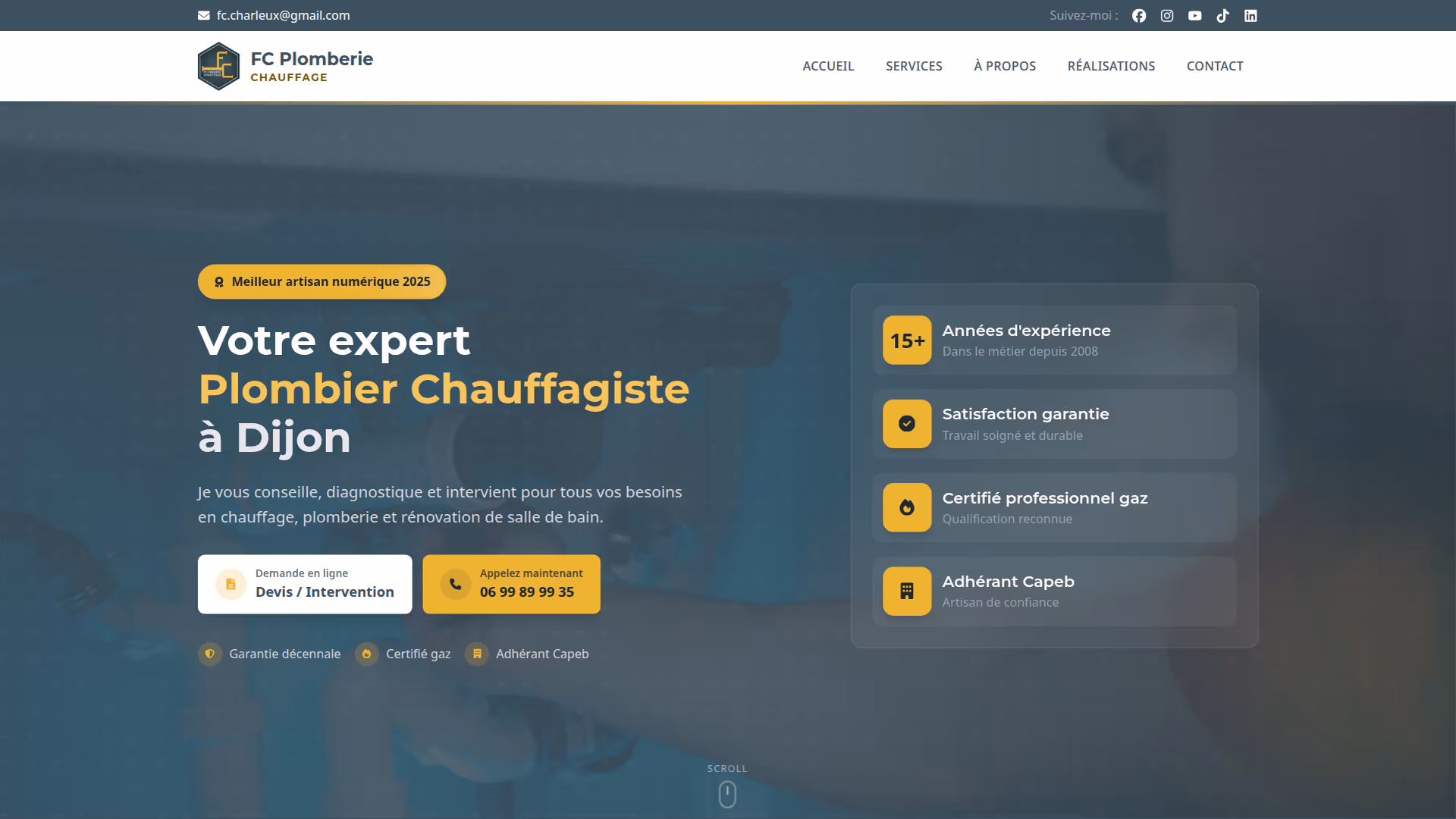 Aperçu du site FC Plomberie Chauffage